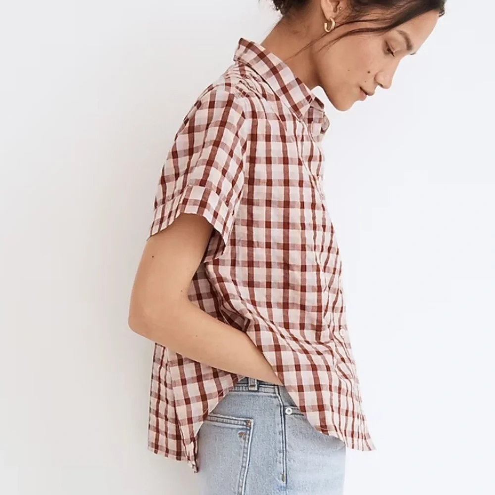 NWT Madewell Seersucker Baybrook Shirt in Plaid, Size S - Picture 4 of 16